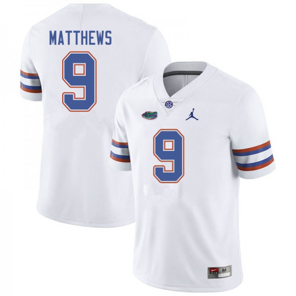 Jordan Brand Men #9 Luke Matthews Florida Gators College Football Jerseys White